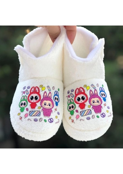 Kız Çocuk Cırtlı Panduf Labubu Panduf Kaydırmaz Taban Anaokulu Kreş Ev Ayakkabısı