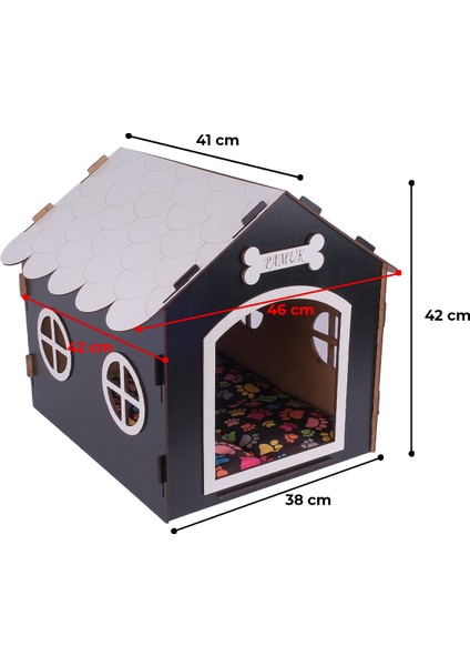 Ahşap Özel Isim Baskılı Dekoratif Köpek Evi-Kulübesi, Küçük Irk Köpekler Için Kulübe, Köpek Kulübesi Siyah fiyatları