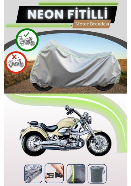 Gri Arka Çanta Uyumlu Neon Fitilli Bmw R 1200 C Uyumlu Motosiklet Brandası