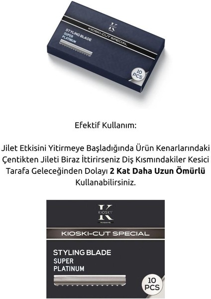 Kioski Premium Saç Ustura Jileti (Kaydırmalı Uzun Süre Kullanım) 10'lu Paket modelleri