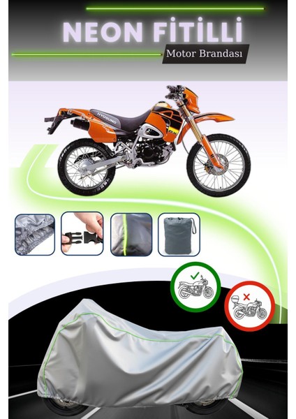 Gri Neon Fitilli Kanuni Rx 125 Uyumlu Motosiklet Brandası
