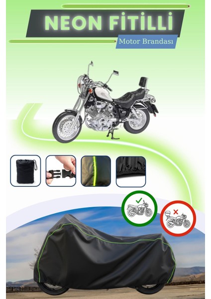Siyah Neon Fitilli Yamaha Virago Xv 1100 Uyumlu Motor Brandası
