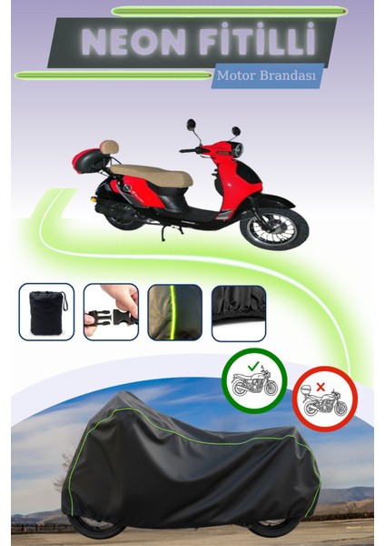 Siyah Neon Fitilli Motolux Efsane x Uyumlu Motor Brandası