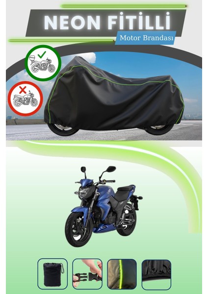 Siyah Arka Çanta Uyumlu Neon Fitilli Sym Wolf Sb 250 Nı Uyumlu Motor Brandası
