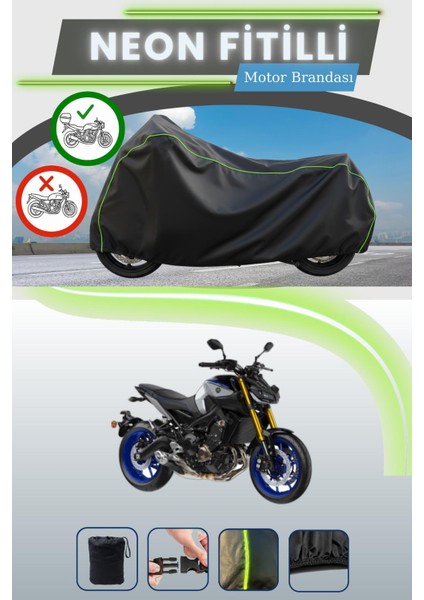 Siyah Arka Çanta Uyumlu Neon Fitilli Yamaha Mt-09 Sp Uyumlu Motor Brandası