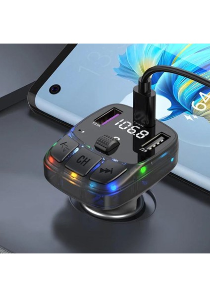 Araç Içi Bluetooth Fm Transmitter 5.3 30W Pd Hızlı Şarj 2 USB + LED Işıklı modelleri