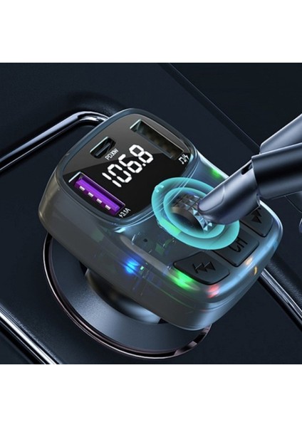 Araç Içi Bluetooth Fm Transmitter 5.3 30W Pd Hızlı Şarj 2 USB + LED Işıklı fırsatları