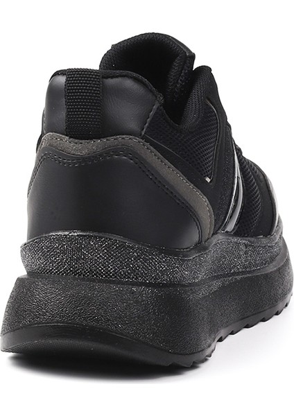 Kadın Siyah Simli Sneaker Hafif Ortopedik Günlük Spor Ayakkabı indirimleri