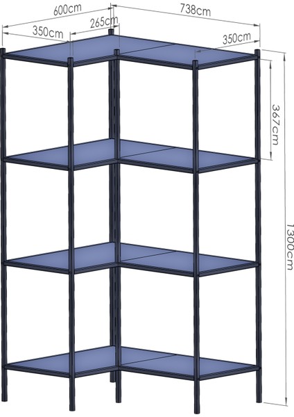 Astana Köşe Kitaplık - Siyah - Füme Cam fırsatları
