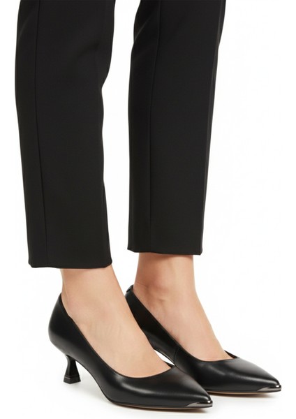 Siyah Ince Kısa Topuklu Kadın Abiye Ayakkabı 357171 Z