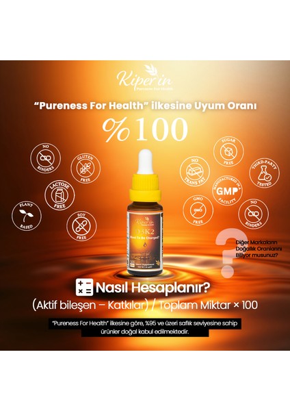 D3K2 | Vitamin D3 (1000 Iu) & K2 (25MCG) | Kaliteli Içerik | Pureness For Health Ilkesi | 365 Damla