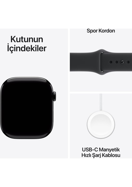 Watch Series 11 Gps, 42 mm Simsiyah Alüminyum kasa ve Siyah Spor kordon - S/m