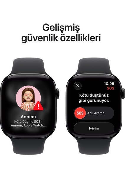 Watch Series 11 Gps, 42 mm Simsiyah Alüminyum kasa ve Siyah Spor kordon - S/m