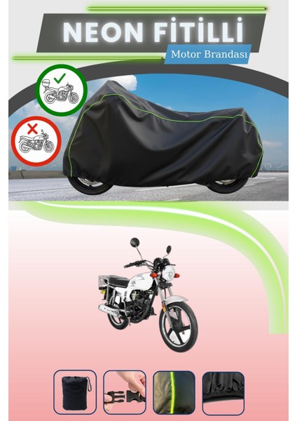Siyah Arka Çanta Uyumlu Neon Fitilli Yuki Yk 125-7D Apollo Uyumlu Motor Brandası