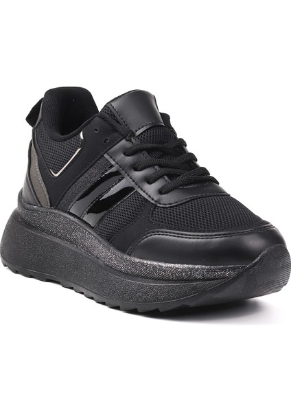 Kadın Siyah Simli Sneaker Hafif Ortopedik Günlük Spor Ayakkabı fiyatları
