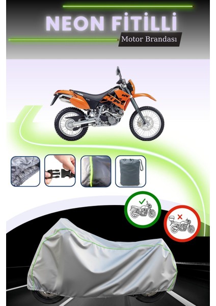 Gri Neon Fitilli Ktm 640 Adventure Uyumlu Motosiklet Brandası