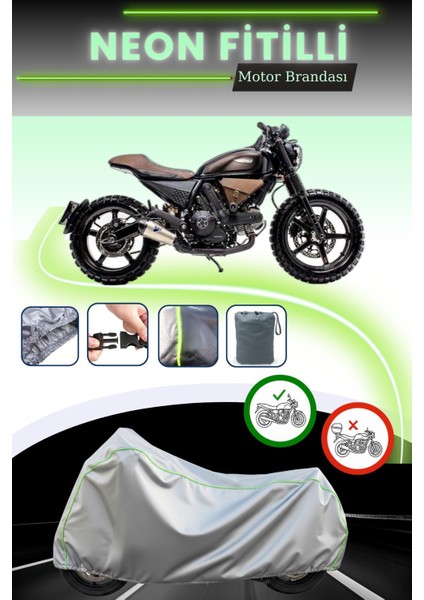Gri Neon Fitilli Ducati Scrambler Sixty2 Uyumlu Motosiklet Brandası