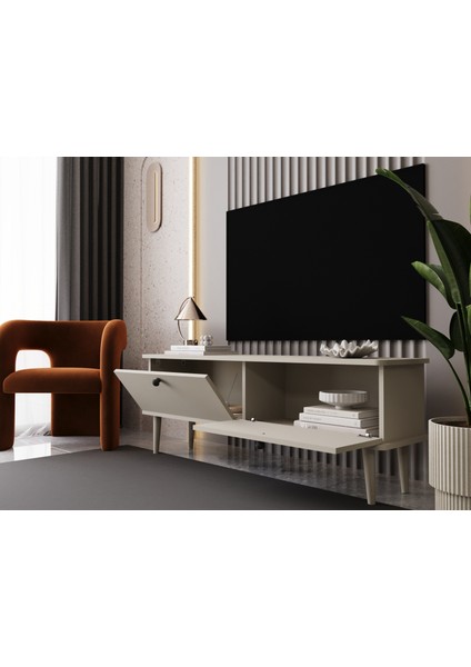 Lunaris Tv Ünitesi - Tv Sehpası 140 cm %100 Mdf Lake Ahşap Ayaklı modelleri