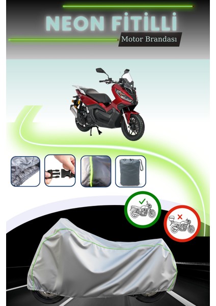 Gri Neon Fitilli Kanuni Seha 150 Uyumlu Motosiklet Brandası