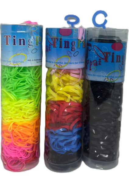 3'lü Şeffaf Renkli Kopmayan Lastik Toka Perma Lastik Toka