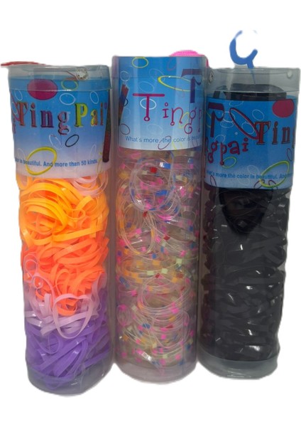 3'lü Şeffaf Renkli Kopmayan Lastik Toka Perma Lastik Toka