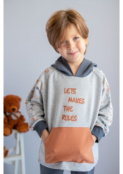 Erkek Çocuk Kapüşonlu Gri Sweatshirt (6-12YAŞ) modelleri