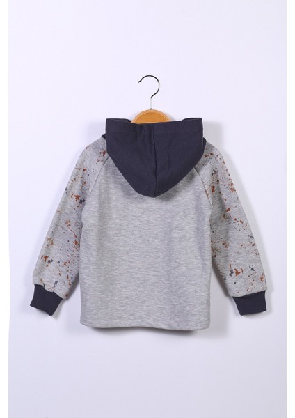 Erkek Çocuk Kapüşonlu Gri Sweatshirt (6-12YAŞ)