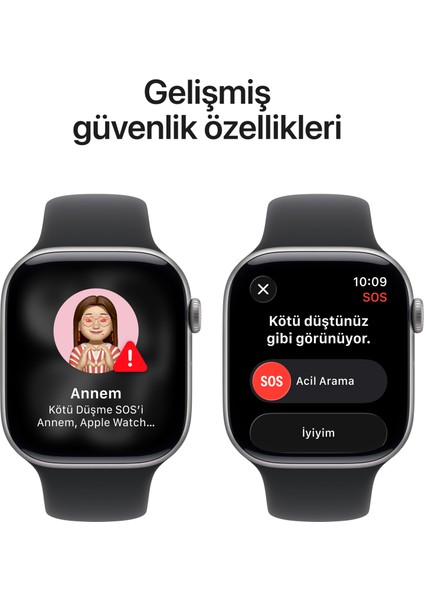 Watch Series 11 Gps, 42 mm uzay grisi Alüminyum kasa ve Siyah Spor kordon - m/l