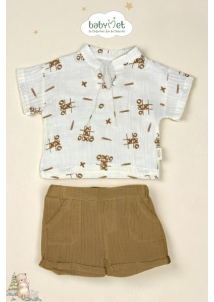 %100 Pamuk Müslin Erkek Bebek Takımı Alt Üst 2’li Set – Doğal & Nefes Alabilir&Yumuşak Kumaş indirimleri
