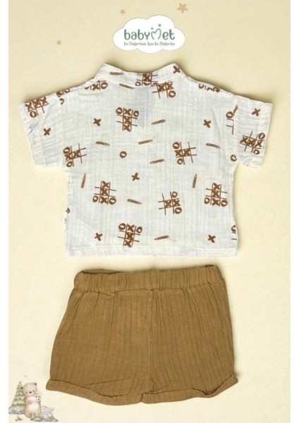 %100 Pamuk Müslin Erkek Bebek Takımı Alt Üst 2’li Set – Doğal & Nefes Alabilir&Yumuşak Kumaş fırsatları