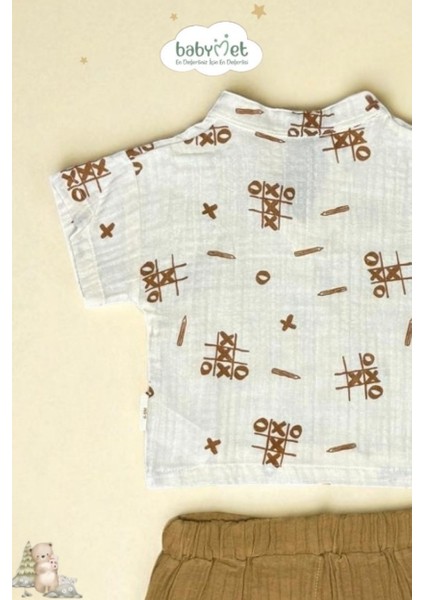 %100 Pamuk Müslin Erkek Bebek Takımı Alt Üst 2’li Set – Doğal & Nefes Alabilir&Yumuşak Kumaş modelleri