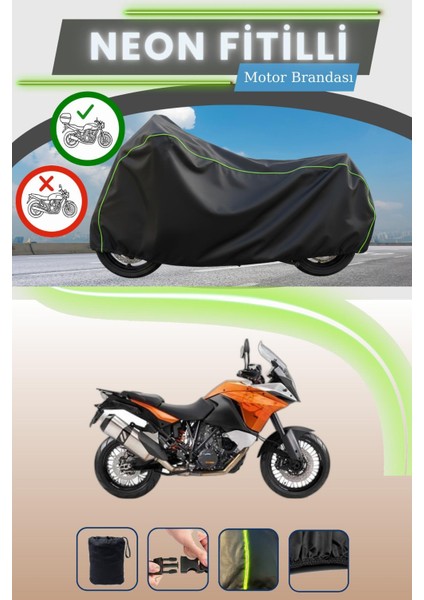 Siyah Arka Çanta Uyumlu Neon Fitilli Ktm 1190 Adventure Uyumlu Motor Brandası