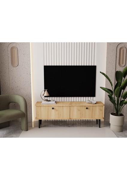 Lunaris Tv Ünitesi - Tv Sehpası 140 cm %100 Mdf Lake Ahşap Ayaklı