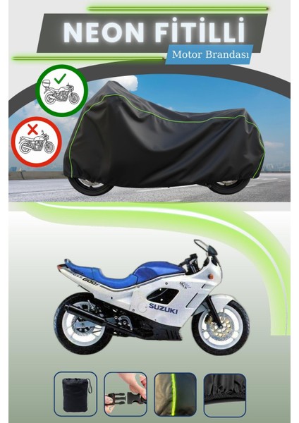 Siyah Arka Çanta Uyumlu Neon Fitilli Suzuki Gsx 600 F Uyumlu Motor Brandası