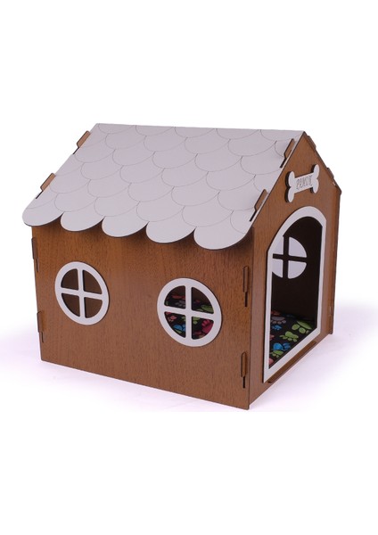 Ahşap Özel Isim Baskılı Dekoratif Köpek Evi-Kulübesi, Küçük Irk Köpekler Için Kulübe, Köpek Kulübesi Kahverengi modelleri