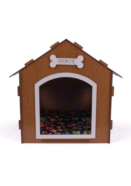 Ahşap Özel Isim Baskılı Dekoratif Köpek Evi-Kulübesi, Küçük Irk Köpekler Için Kulübe, Köpek Kulübesi Kahverengi fırsatları