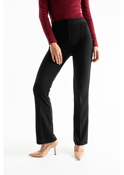 Kadın Yüksek Bel Dikiş Detaylı Düz Kesim Palazzo Pantolon indirimleri
