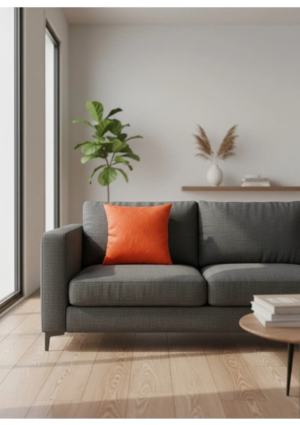 Solaris 50 x 50 cm Dekoratif Kırlent Kılıfı – Modern Tasarım Turuncu Yastık Kılıfı