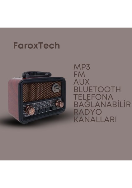 Nostaljik Radyo | Fm - Mp3 - Bluetooth - Aux | Telefona Bağlanabilir | Şarjlı fiyatları