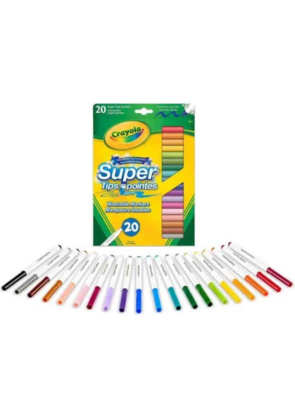 20 Super Tips Washable Markers-Amerikan-Nontoxic-20'li Yıkanabilir Kalın Uçlu Keçeli Boya Kalemi fiyatları