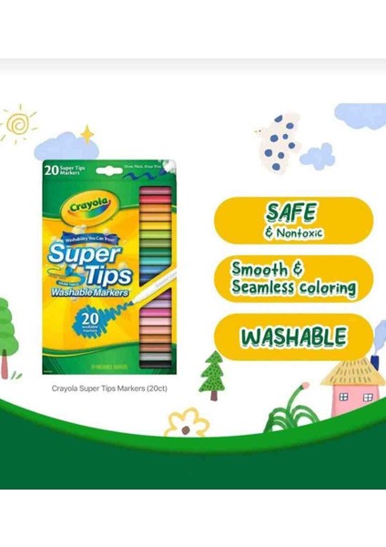 20 Super Tips Washable Markers-Amerikan-Nontoxic-20'li Yıkanabilir Kalın Uçlu Keçeli Boya Kalemi modelleri