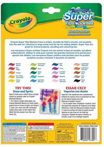 20 Super Tips Washable Markers-Amerikan-Nontoxic-20'li Yıkanabilir Kalın Uçlu Keçeli Boya Kalemi fırsatları