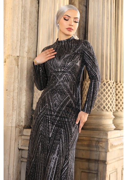 Gala Parıltılı Şık Tesettür Abiye