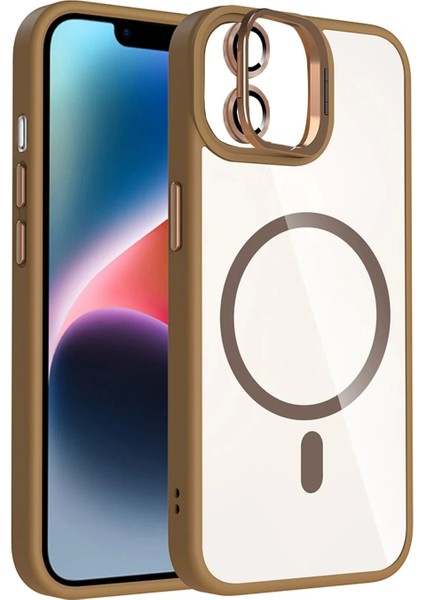 Apple iPhone 11 Remim Lensli Magsafe Standlı Kapak - Kahverengi