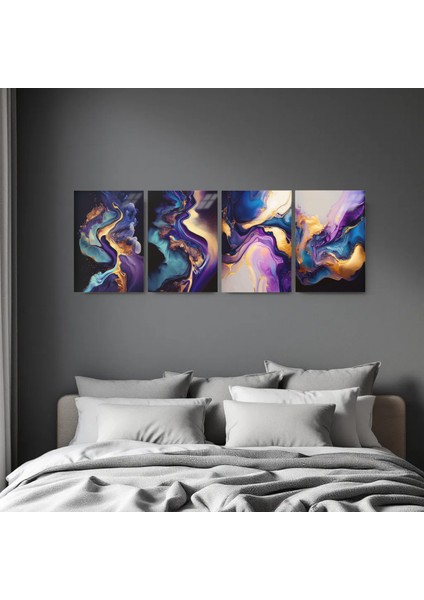 :temperli Cam Dörtlü Set Tablo, Tablo, Dörtlü Tablo, Uv Baskı, Cam Tablo, 4’lü Set, CDT005 modelleri