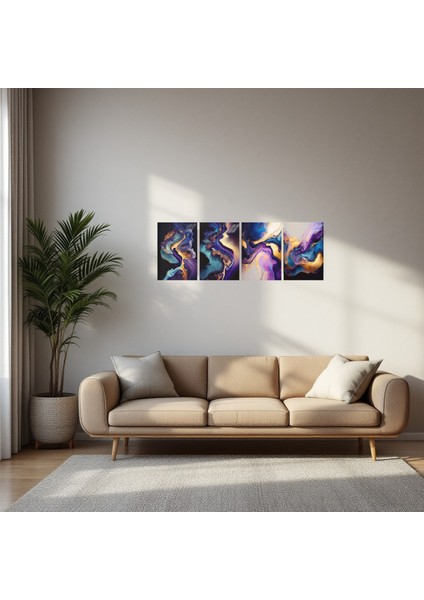 :temperli Cam Dörtlü Set Tablo, Tablo, Dörtlü Tablo, Uv Baskı, Cam Tablo, 4’lü Set, CDT005