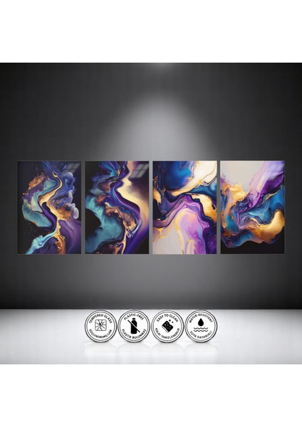 :temperli Cam Dörtlü Set Tablo, Tablo, Dörtlü Tablo, Uv Baskı, Cam Tablo, 4’lü Set, CDT005