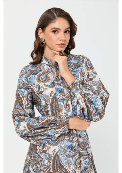 Şal Desenli Elbise Bej fiyatları