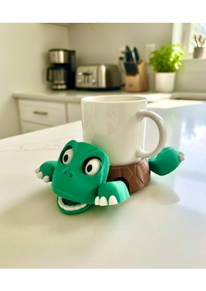 Sevimli Kaplumbağa Bardak Altlığı – Hareketli ve Eğlenceli Kupa Altlığı (Kahverengi)