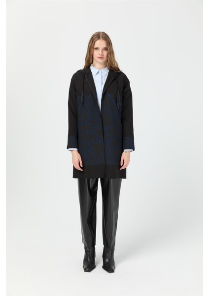 Jakar Detaylı Kapişonlu Giy Çık Tunik Siyah